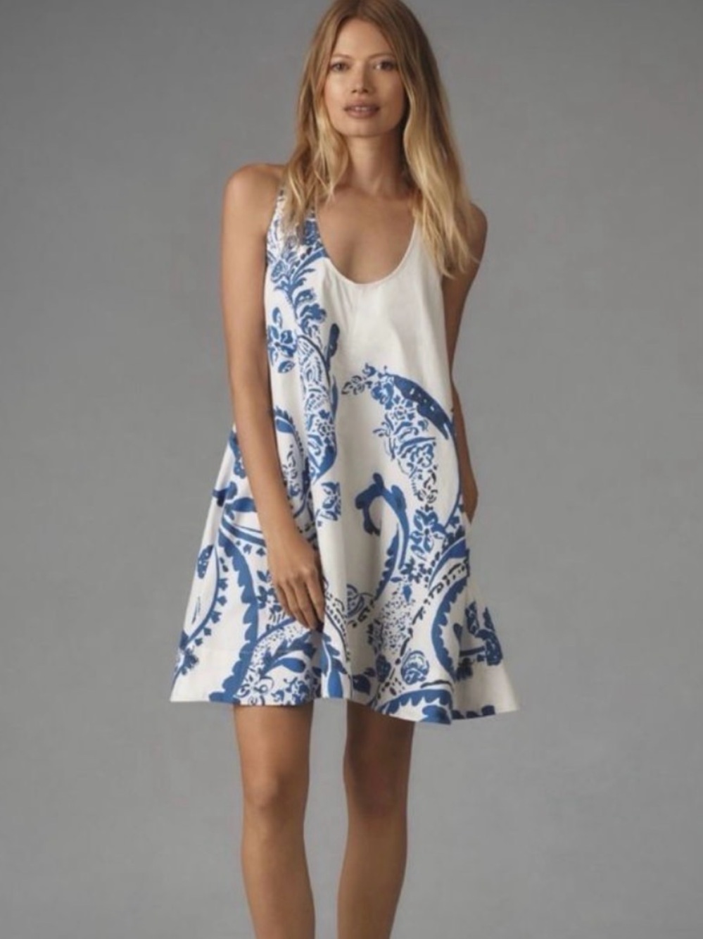 NEW Anthropologie Maeve Keiko Paisley Swing Scoop Back Flirty Mini Dress Medium